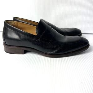 Men's Johnston & Murphy Lewis Penny Loafer Shoes Full Grain Leather Black 10